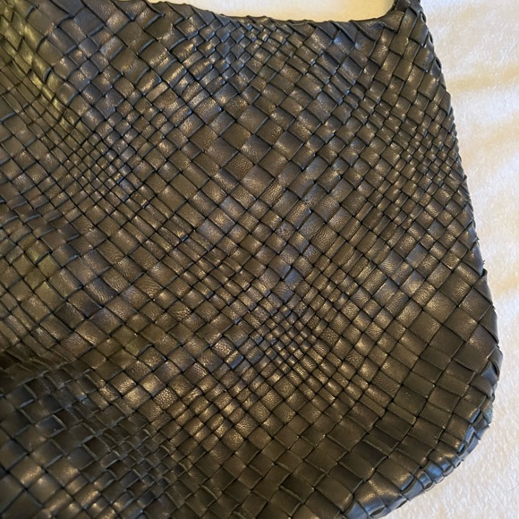 Falor falorni $995 black leather woven hobo shoulder bag Italy - Picture 4 of 13